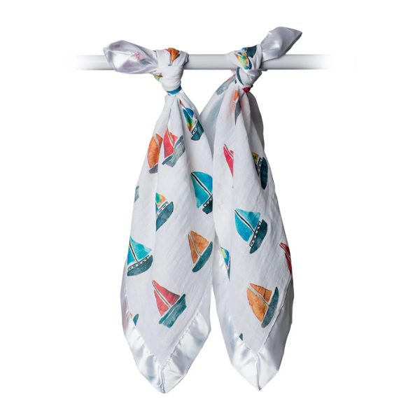 Cotton Security Blankets - Sailboat Pattern