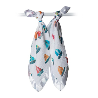 Cotton Security Blankets - Sailboat Pattern