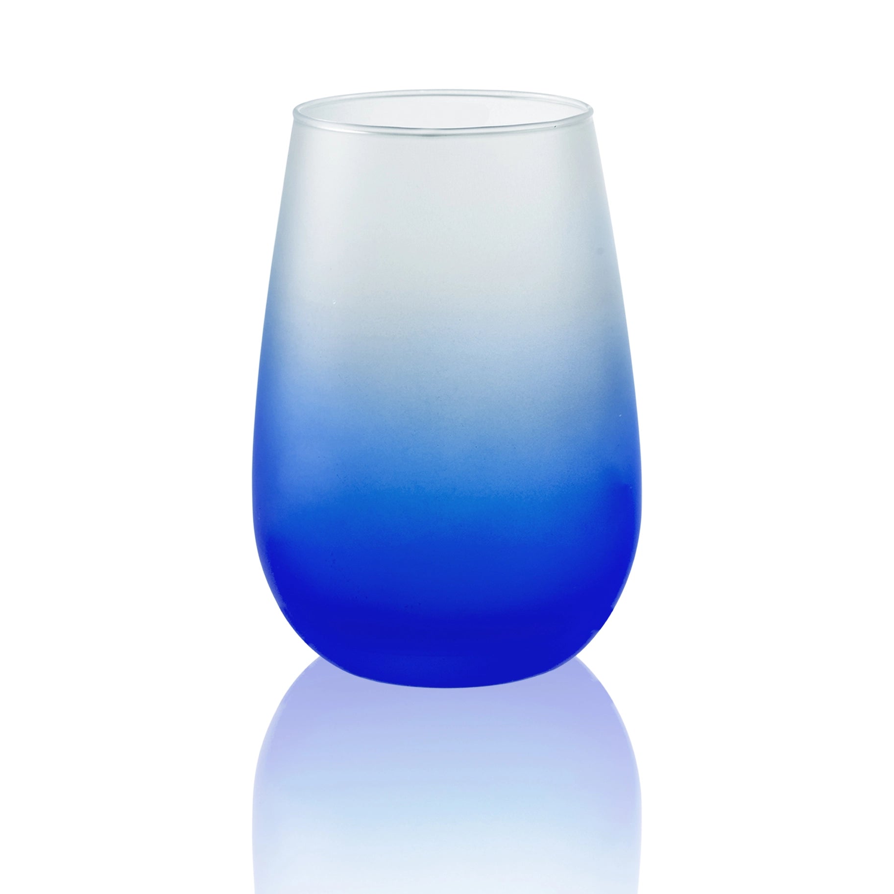 Frosted Blue Stemless Wine Glass