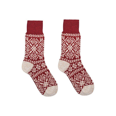 Cozy Wool Nordic Socks - Crimson