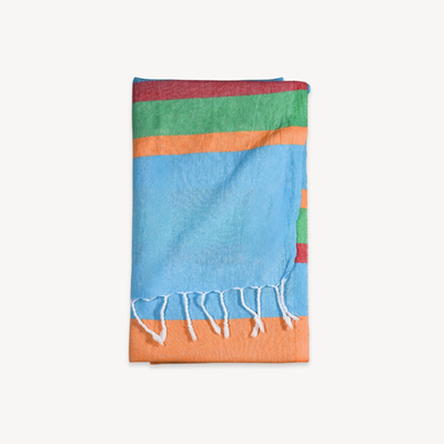 100% Turkish Cotton Magdalen Towel - Bright Stripes (Blue)