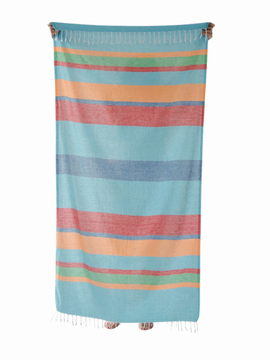100% Turkish Cotton Magdalen Towel - Bright Stripes (Blue)