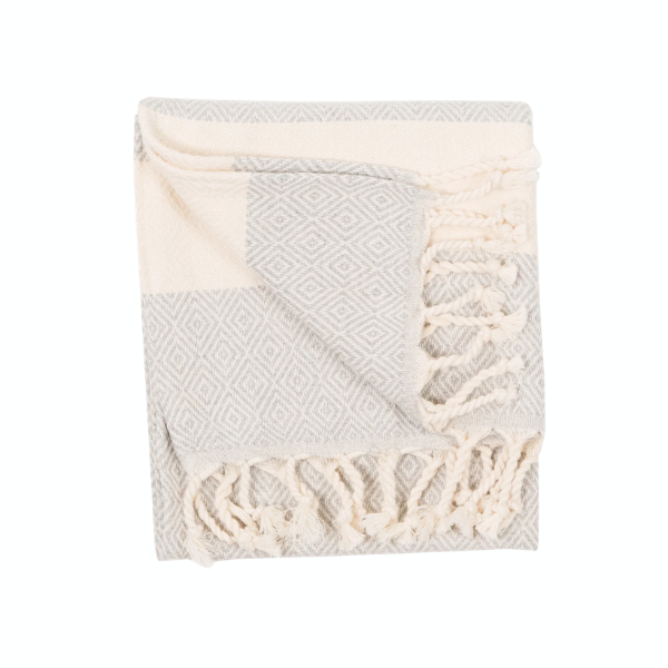 100 % Turkish Hand Towel - White Diamond Pattern