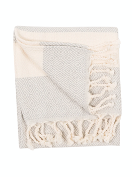 100 % Turkish Hand Towel - White Diamond Pattern