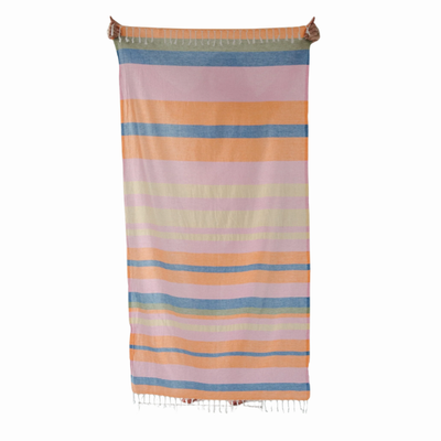 100% Turkish Cotton Magdalen Towel - Bright Stripes (Guava)