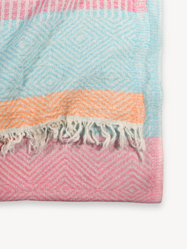 100% Turkish Cotton Diamond Pattern Towel - Bright Stripes (pink)