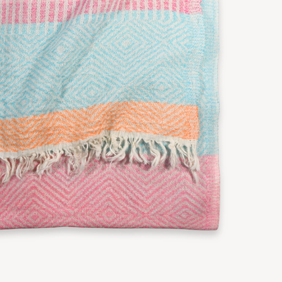 100% Turkish Cotton Diamond Pattern Towel - Bright Stripes (pink)
