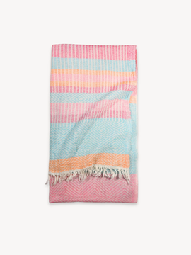 100% Turkish Cotton Diamond Pattern Towel - Bright Stripes (pink)