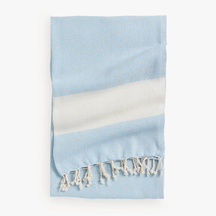 Turkish Towel - Blue & White Diamond Pattern