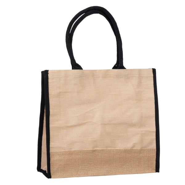 Large Jute Tote with black Trim