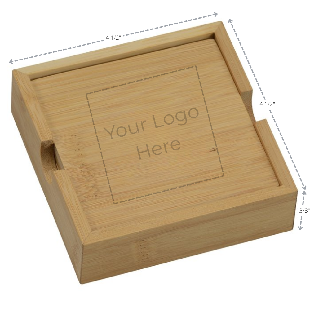 Coasters- Bamboo Set with Holder (4 pcs)