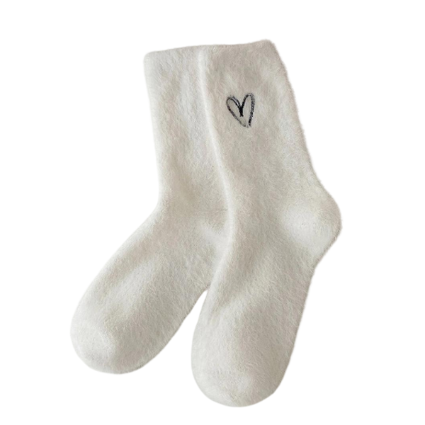 Heart Embroidery Socks (White)