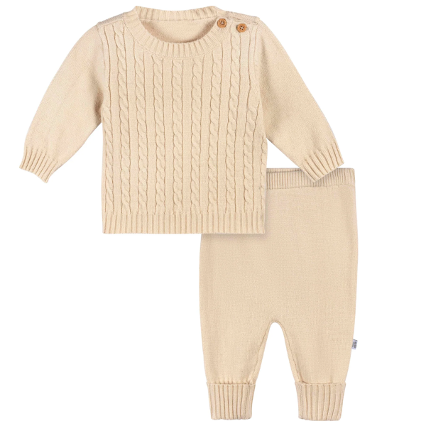 2pc Knit Sweater Set - Tan (0-3 m)