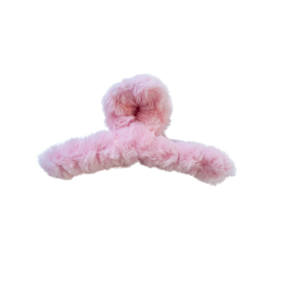 Fuzzy Pink Claw Clip