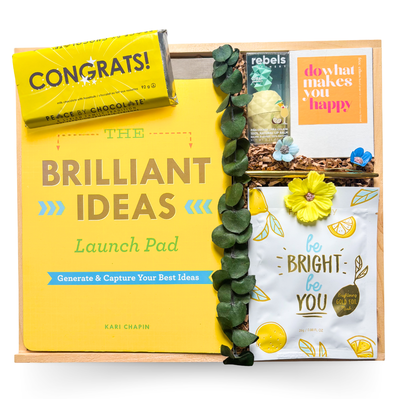 The Bright Future Gift Box with inspirational items and gourmet treats by Black Bow Gift Co.