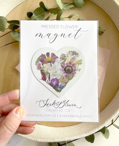 Heart Pressed Flower, 3" Magnet