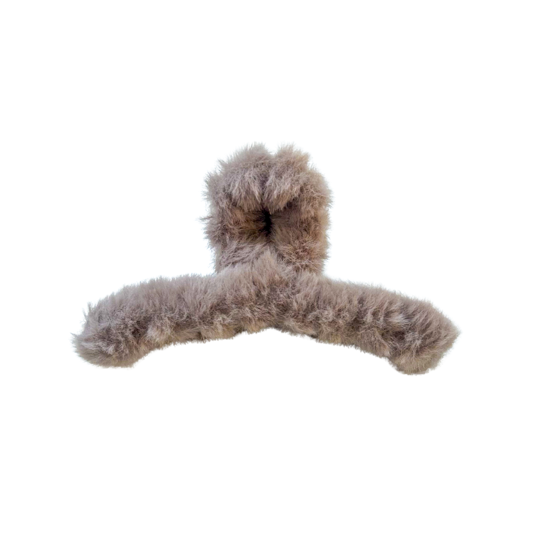 Fuzzy Beige Claw Clip