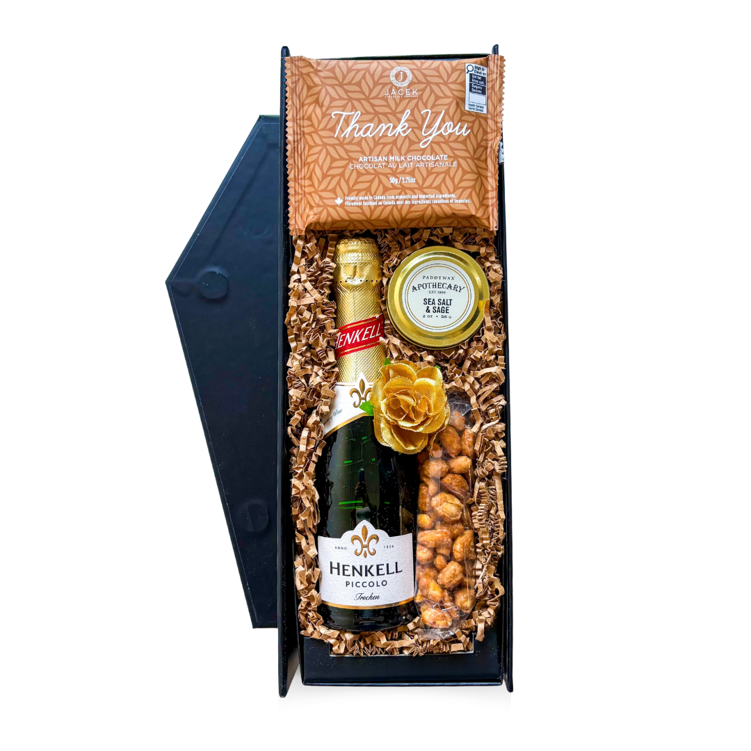 Thank You Gift Boxes Canada, Shipped Celebration Gifts, Champagne And Chocolate Gift Sets, Thoughtful Gifts For Friends, Modern Thank You Gift Boxes, Luxury Celebration Gift Sets, Gourmet Chocolate And Peanut Gifts, Candle And Treat Gift Boxes, Unique Thank You Gifts For Her, Shipped Personal Celebration Gifts, Sparkling Wine Gift Boxes, Fun Thank You Party Gifts, Gifts With Snacks And Candles, Hostess Thank You Gift Sets, Small Luxury Gift Boxes Canada.