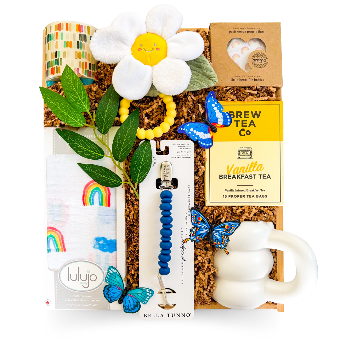 Rainbow Baby Gift Boxes, Shipped Gift Boxes Canada, Colourful Baby Shower Gifts, Cozy Newborn Gift Sets, Baby Swaddle Gift Boxes, Bright Baby Gift Ideas, Unique Baby Teether Gifts, Gifts With Mugs And Tea, Gifts With Compresses And Pacifier Clips, Sentimental Baby Gifts, Gender-Neutral Baby Presents, Gifts For Rainbow Babies, Playful Baby Gift Sets, Sweet Newborn Keepsake Boxes, First-Time Parent Gift Ideas, Cheerful Baby Presents, Thoughtful Gift Boxes For New Arrivals
