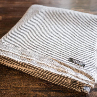 100% Cashmere Wool Blanket - Grey Stripes