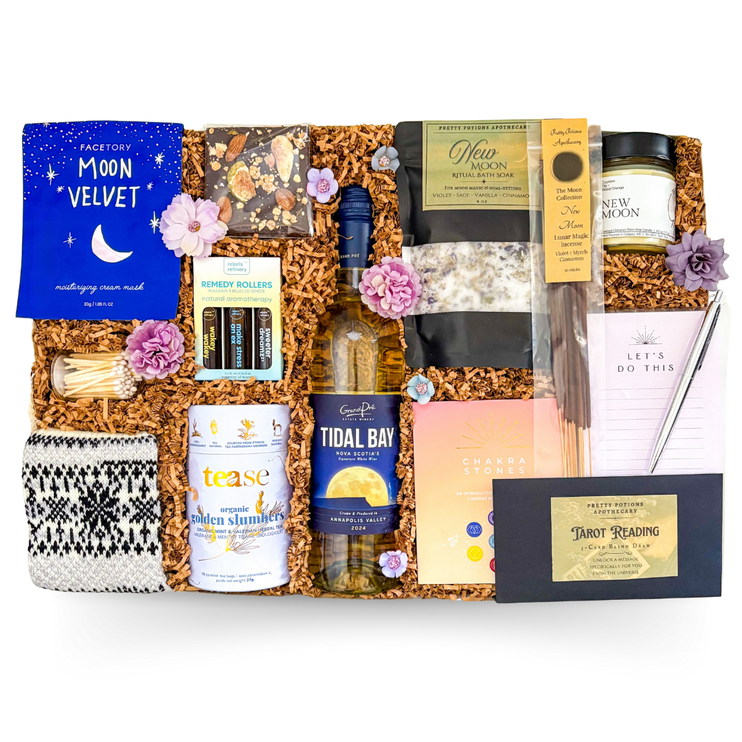 Celestial wellness and self-care luxury gift experience for full moon rituals