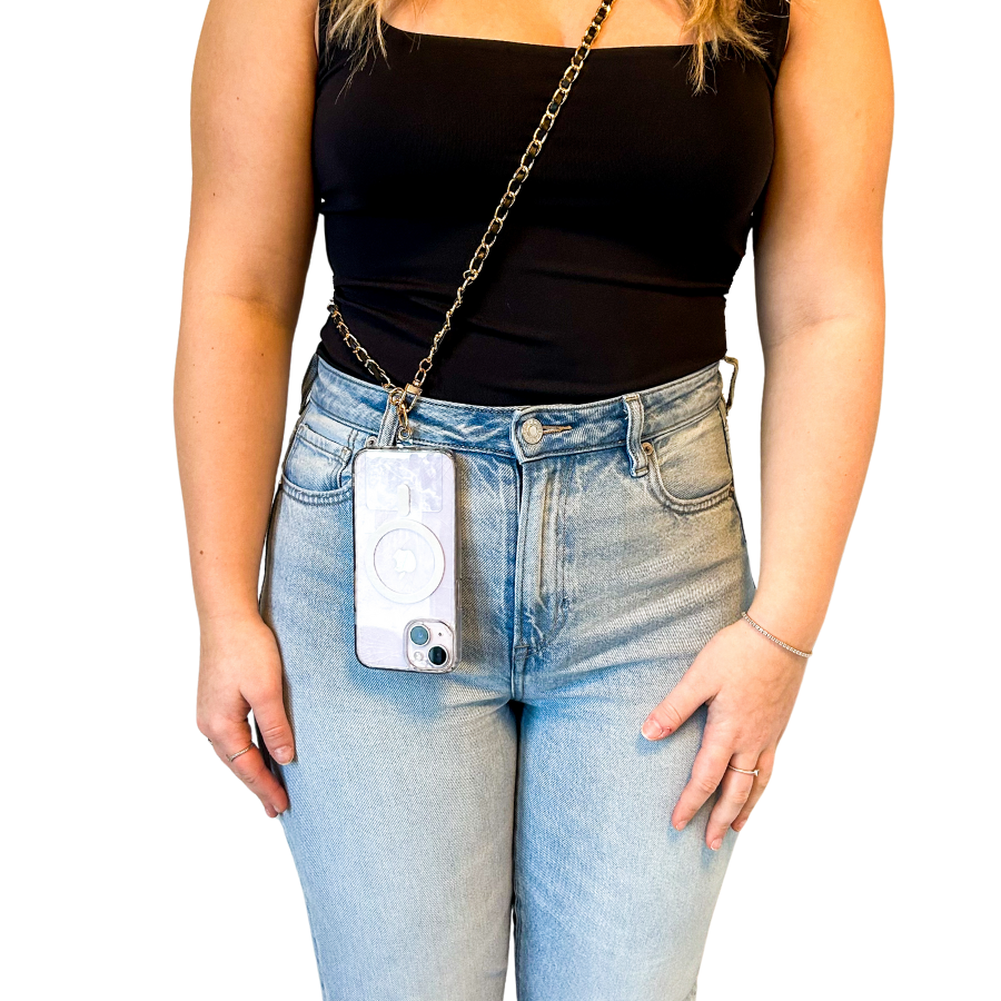 Metal Leather Chain Phone Lanyard