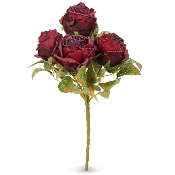 15-inch burgundy rose bouquet with rich red blooms