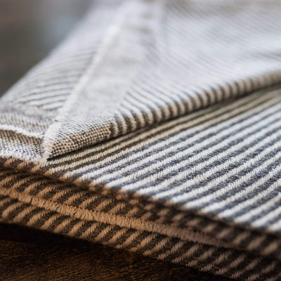 100% Cashmere Wool Blanket - Grey Stripes