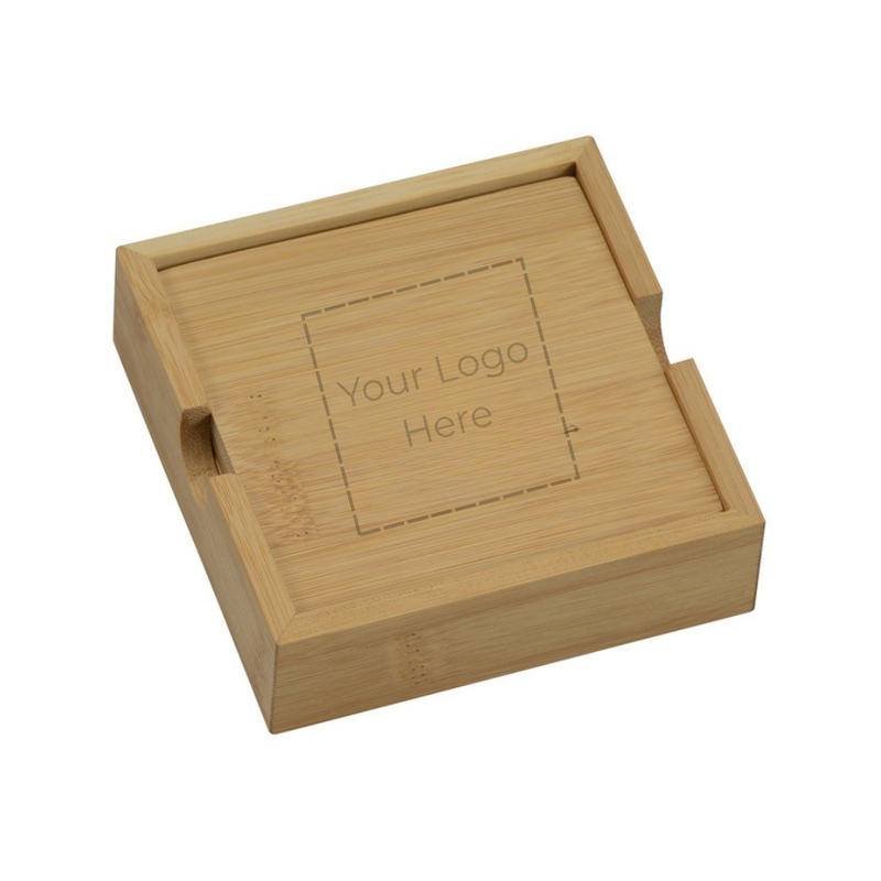 Coasters- Bamboo Set with Holder (4 pcs)