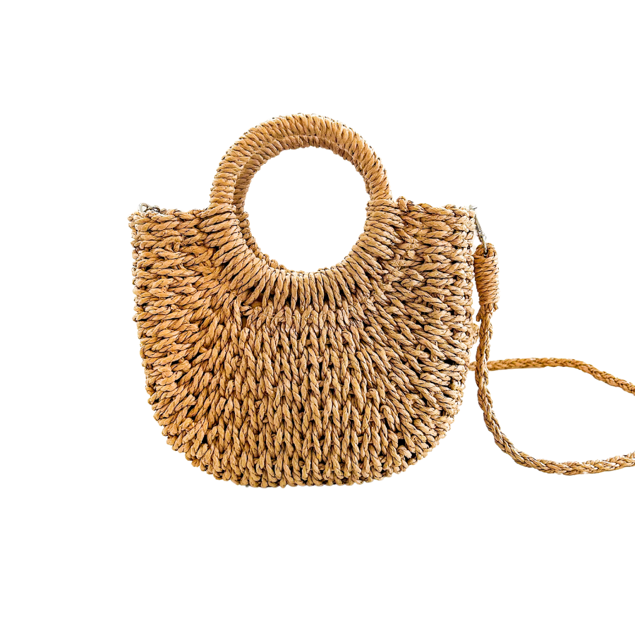Straw Woven Hand Bag with Strap