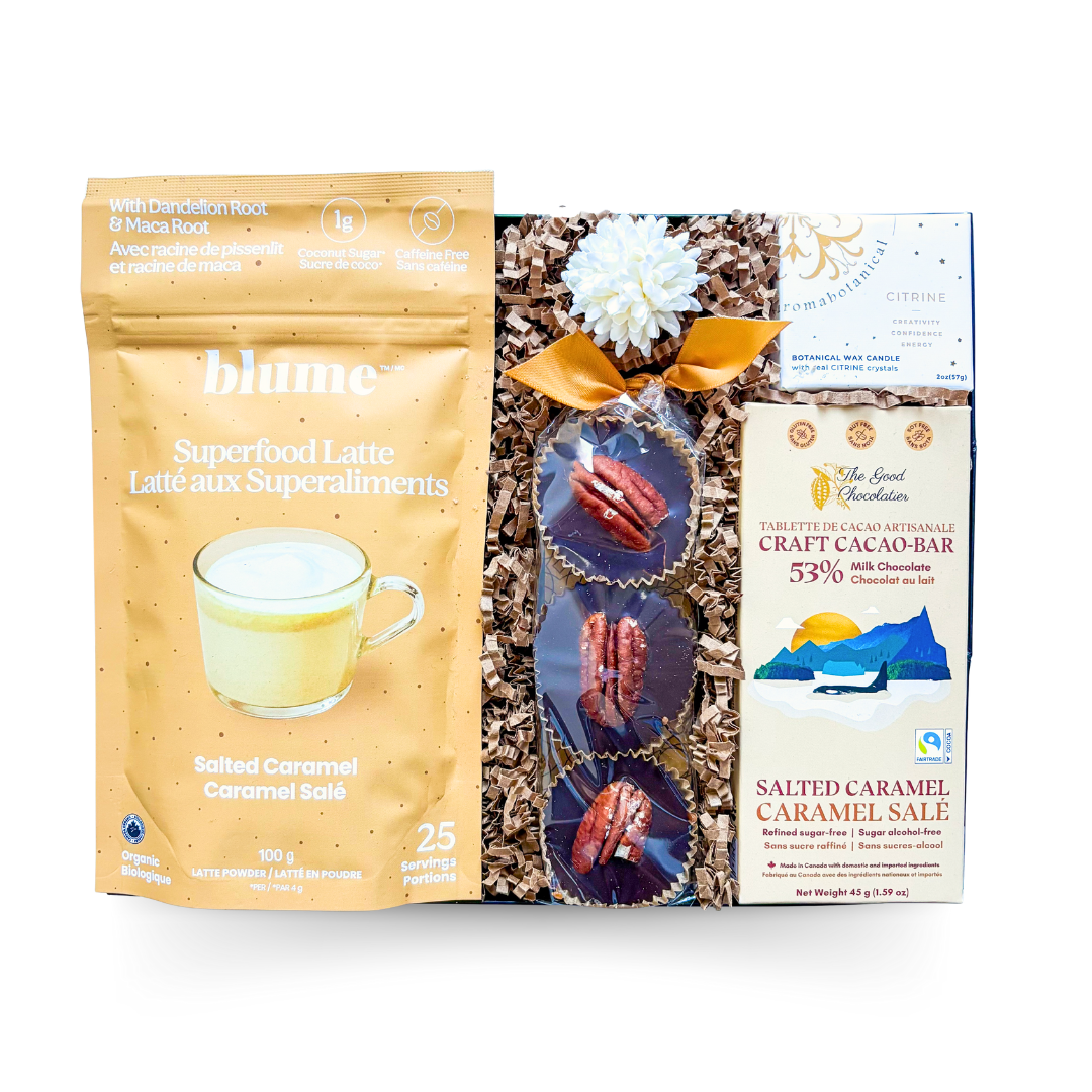 Budget-friendly cozy gift box with sweet treats and latte-inspired items, designed for everyday indulgence and comfort
