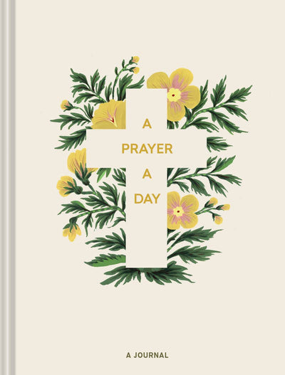 A Prayer a Day journal with 365 daily prompts, Bible passages, inspirational quotes, gilded page edges, and ribbon marker.