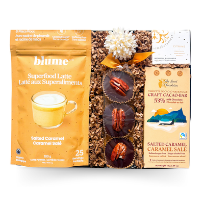 Budget-friendly cozy gift box with sweet treats and latte-inspired items, designed for everyday indulgence and comfort