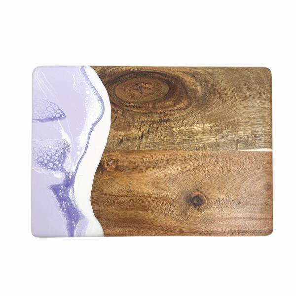 Acacia Board With Waves Art - Lavender