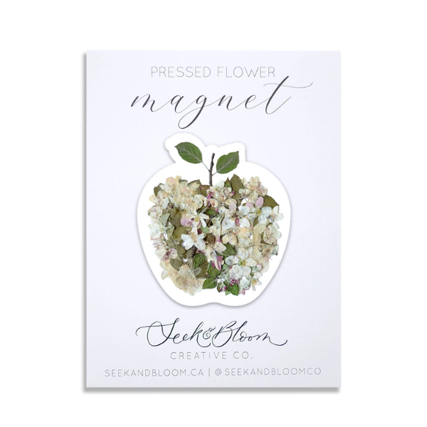 Apple Blossom -  Pressed Flower Art Magnet
