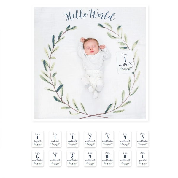 Baby's 1st Year Milestone Blanket Set - Hello World