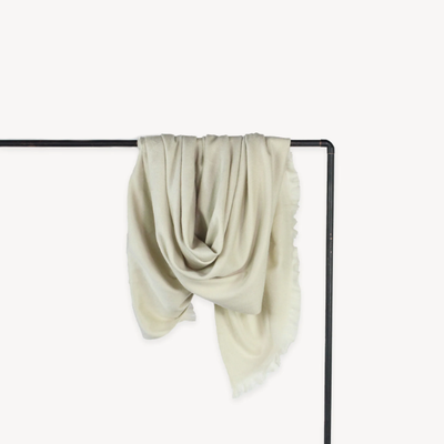 Beige Fringed Blanket/Throw