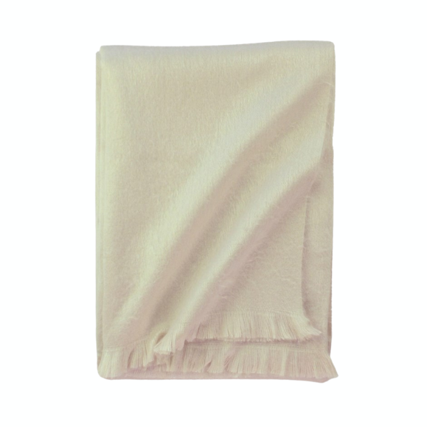 Beige Fringed Blanket/Throw