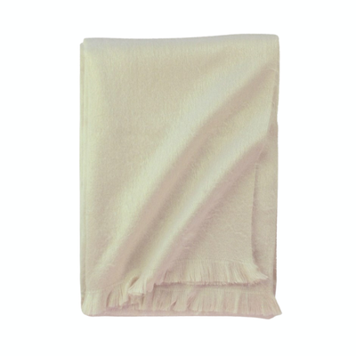 Beige Fringed Blanket/Throw