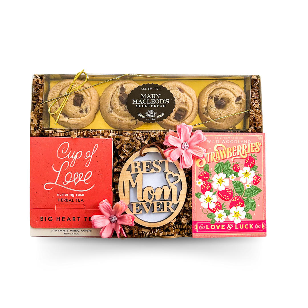 Mother’s Day Gift Box, Best Mom Gift, Gift for Mom, Canadian Gift for Mom, Tea and Treats Gift, Floral Gift Box, Love and Luck Gift, Thoughtful Mom Gift, Halifax Gift Delivery, Dartmouth Gift Delivery, Bedford Gift Delivery, Mom Appreciation Gift, Budget-Friendly Elegant Gift Box for Mom, Affordable Chocolate Gift Box, Herbal Tea Gift, Sentimental Mother’s Day Gift, Mom Keepsake Box