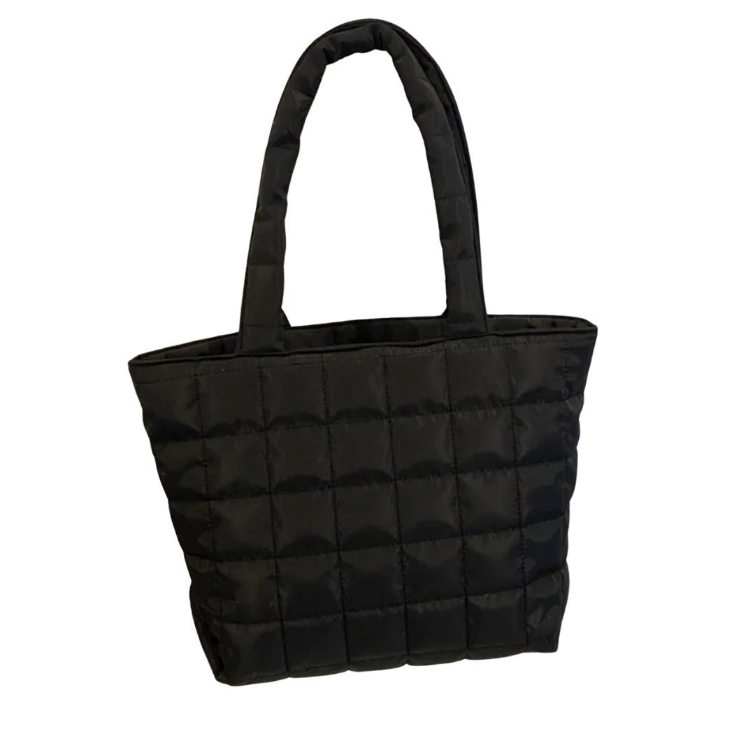 Black Puffer Bag with Zipper