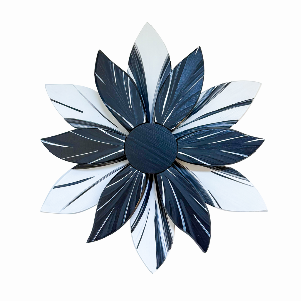 Black & White Wooden Wall Flower