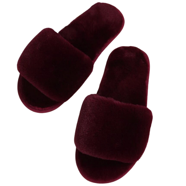 Fuzzy Burgundy Slippers (S,M,L)