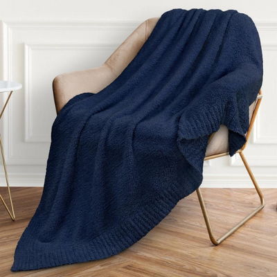 Buttery Soft Fluffy Knit Blanket - Navy