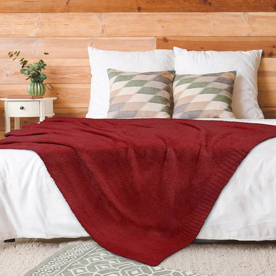 Buttery Soft Fluffy Knit Blanket - Red