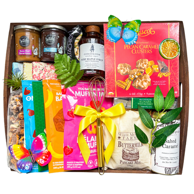 Celebration Treat Tray with colourful gourmet treats, chocolates and snacks for sharing by Black Bow Gift Co.