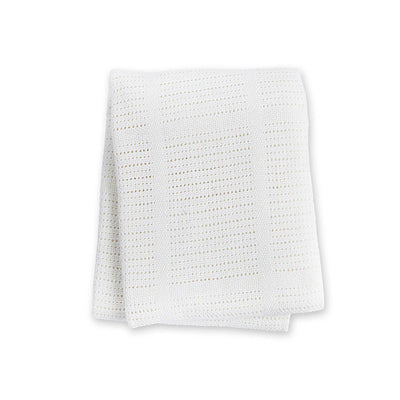 White Knitted Cotton Cellular Baby Blanket