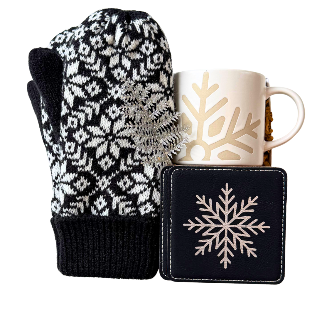 Holiday Gift Boxes Canada, Cozy Christmas Gifts, Stylish Winter Gift Sets, Holiday Gifts For Her, Elegant Gift Boxes, Christmas Mug Gift Sets, Snowflake Themed Gifts, Winter Morning Gifts, Holiday Hostess Gifts, Canadian Holiday Presents, Warm and Cozy Gift Ideas, Minimalist Holiday Gifts, Christmas Coaster Gift Sets, Monochrome Winter Gift, Thoughtful Gifts For Women, Snowy Season Gift Boxes, Warm Winter Essentials, Gift Sets With Mittens and Mugs, Classy Holiday Gift Ideas