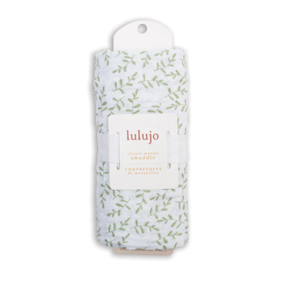 Cotton Baby Swaddle Blanket in Greenery Pattern