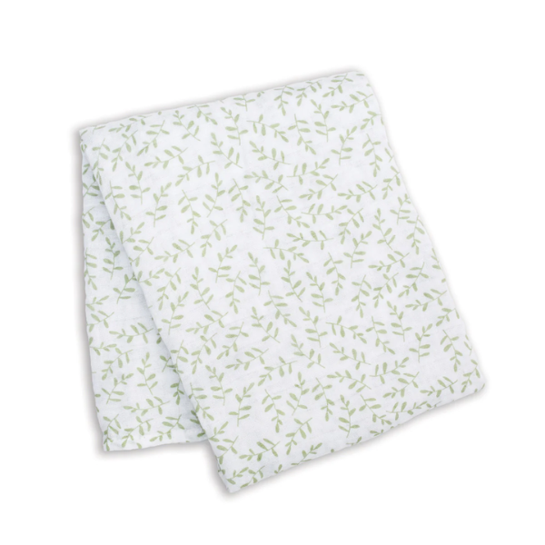 Cotton Baby Swaddle Blanket in Greenery Pattern